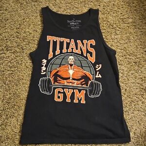 Ripple Junction Black and Orange Titans Gym Tank Top